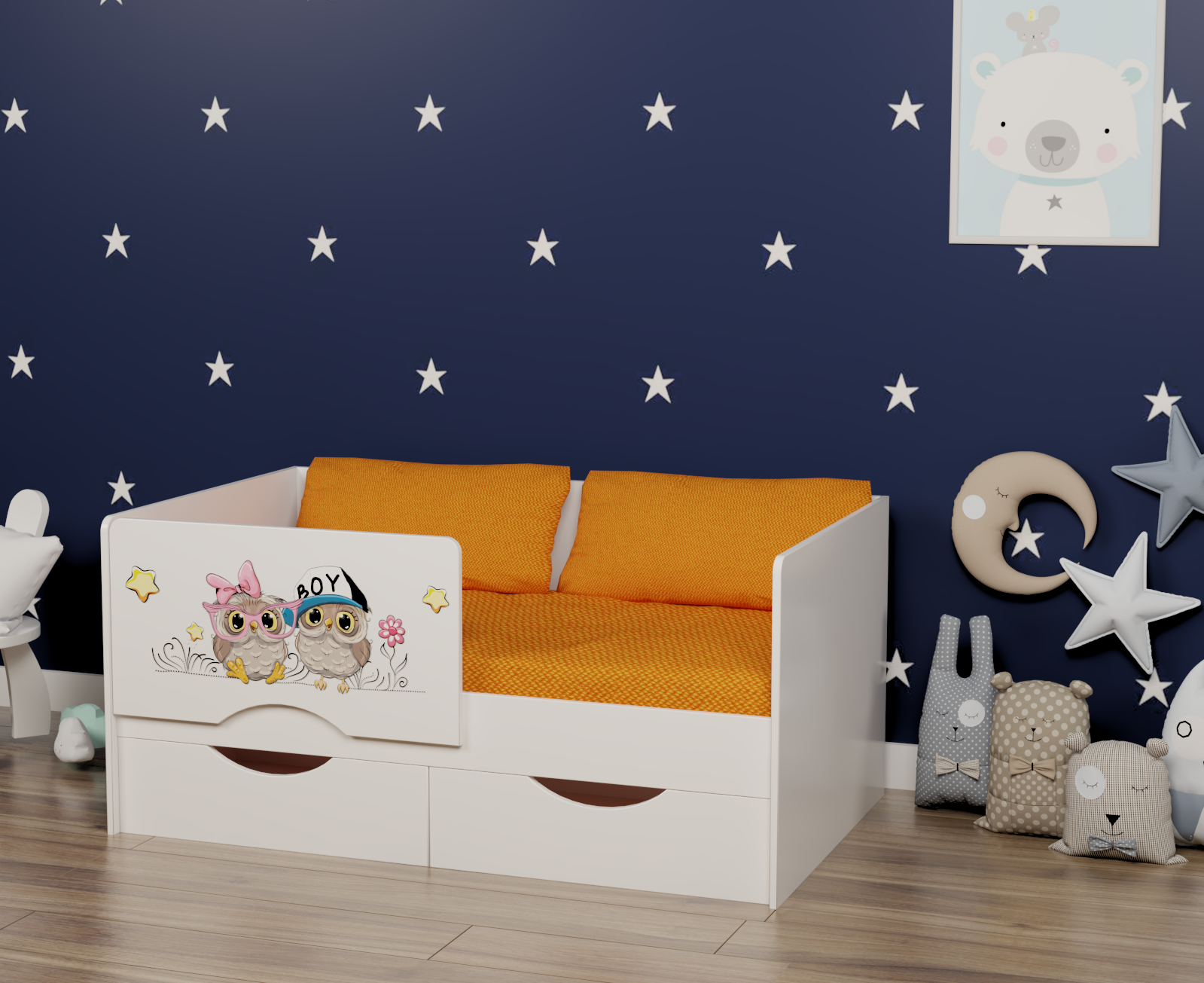 Кровать Малютка Совята 140х80 