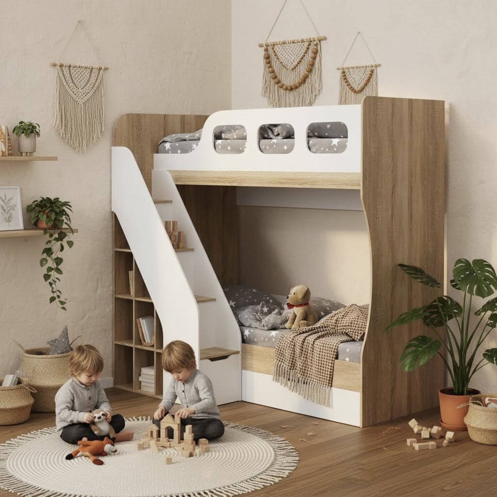 Кровать двухъярусная 190х80 Умка-4 (дуб сонома+белый) 