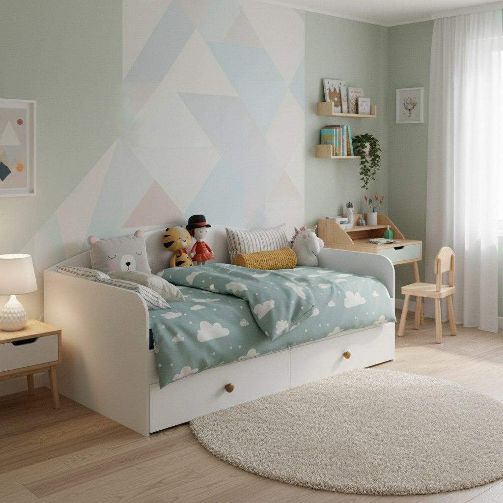 Кровать 190х90 коллекции Умка NEW (ручки - дуб)