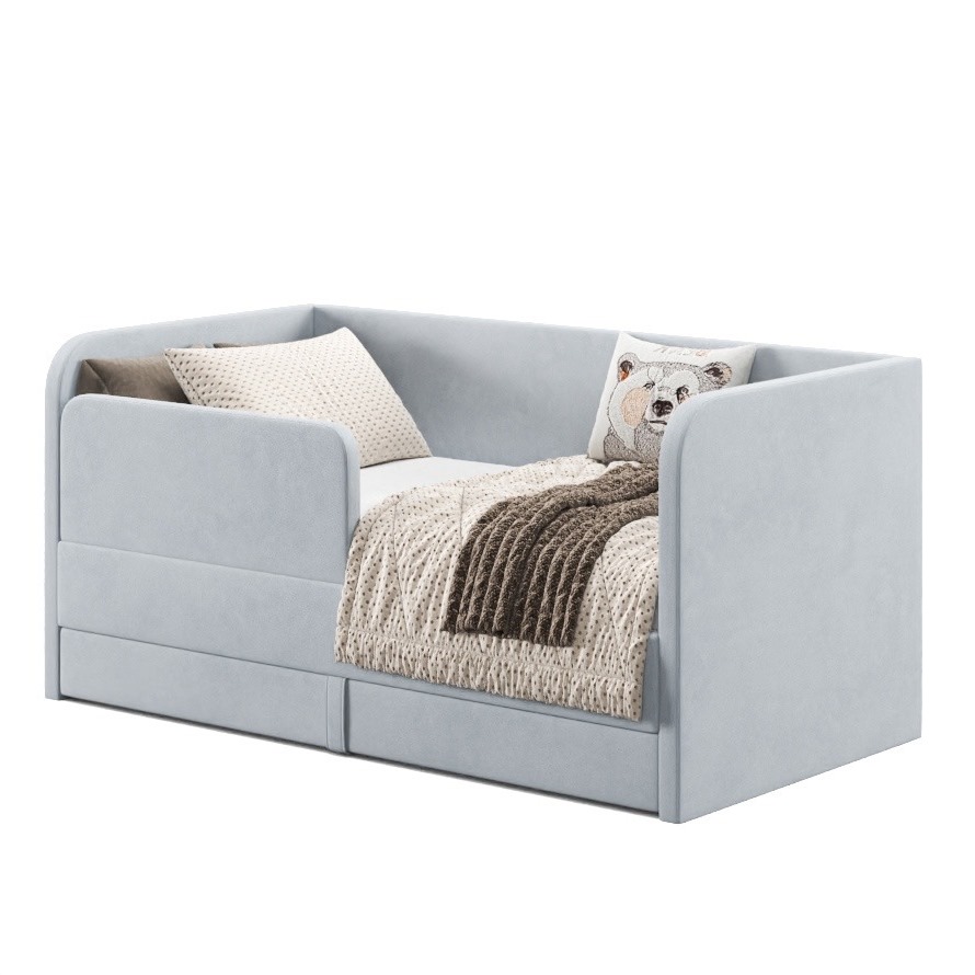 Мягкая кровать Nepos 160х80 (с бортиком и ящиком). Велюр Velutto - 3 цвета в продаже!