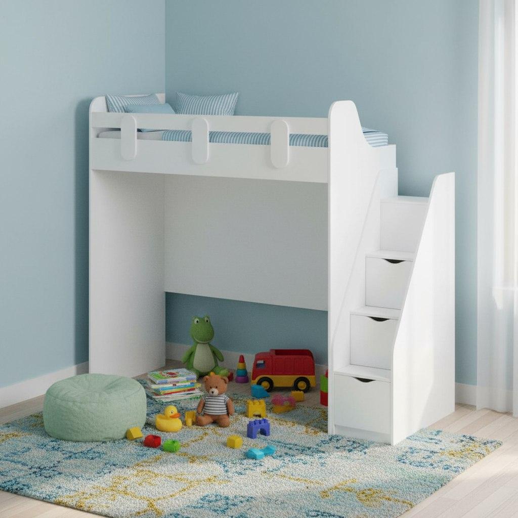 Кровать-чердак 180х80 Уют-2 (цвет белый)