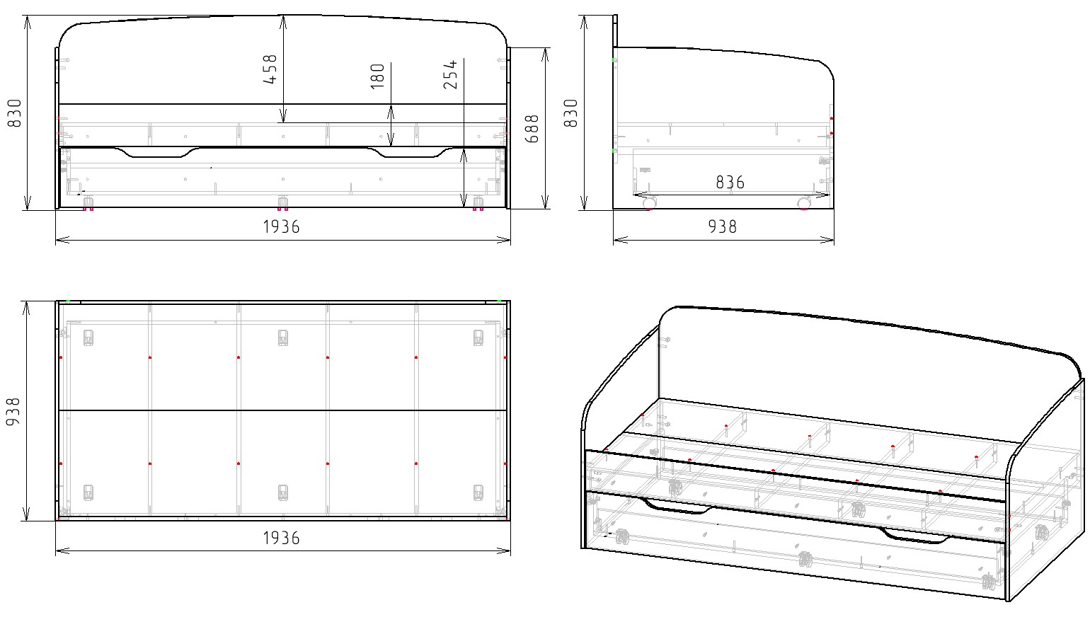 Купить кровать-чердак лайт лофт + кровать двушка (правая/левая) 190*90 ...