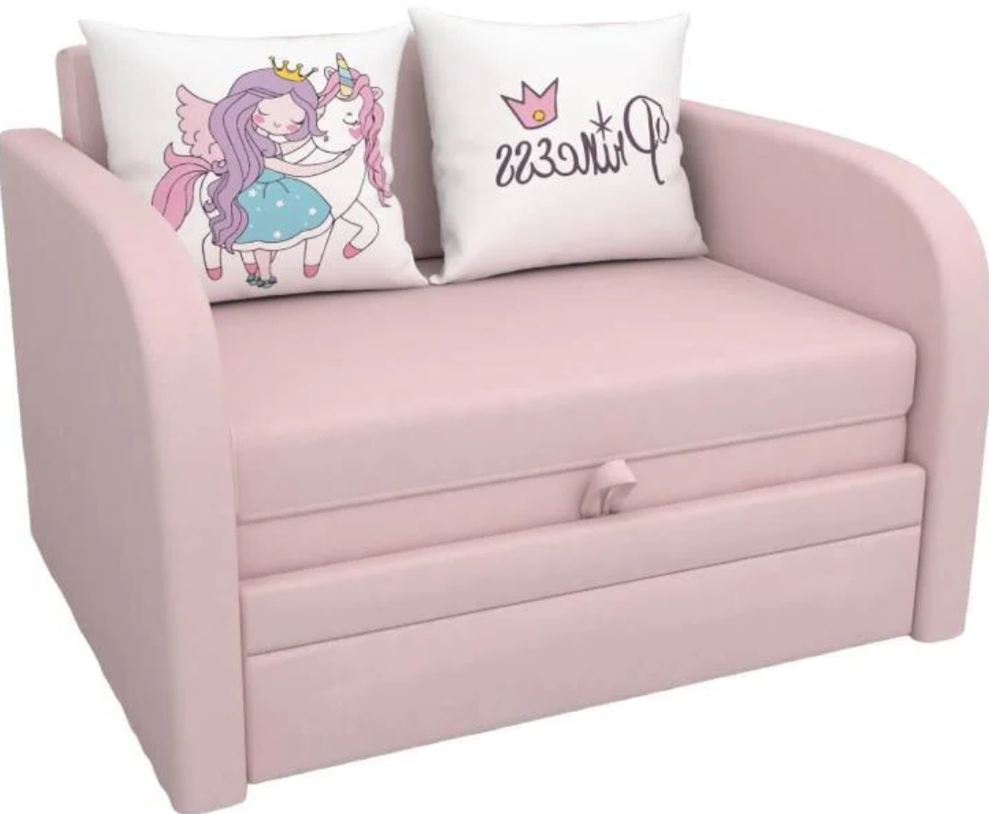 Диван выкатной Малыш Пинк 900 мм (подушки с принтом) 