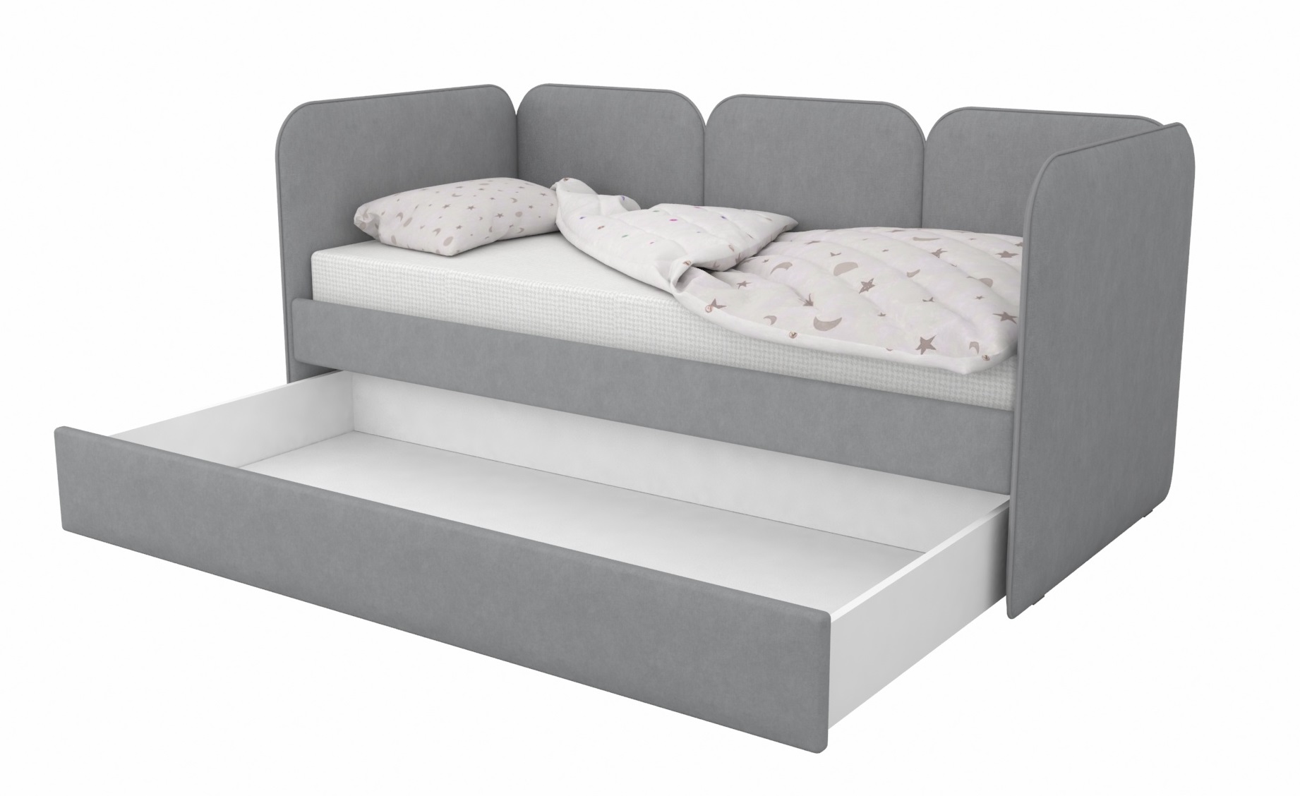 Мягкая кровать Соната Грей 90х200 с доп. спальным местом
