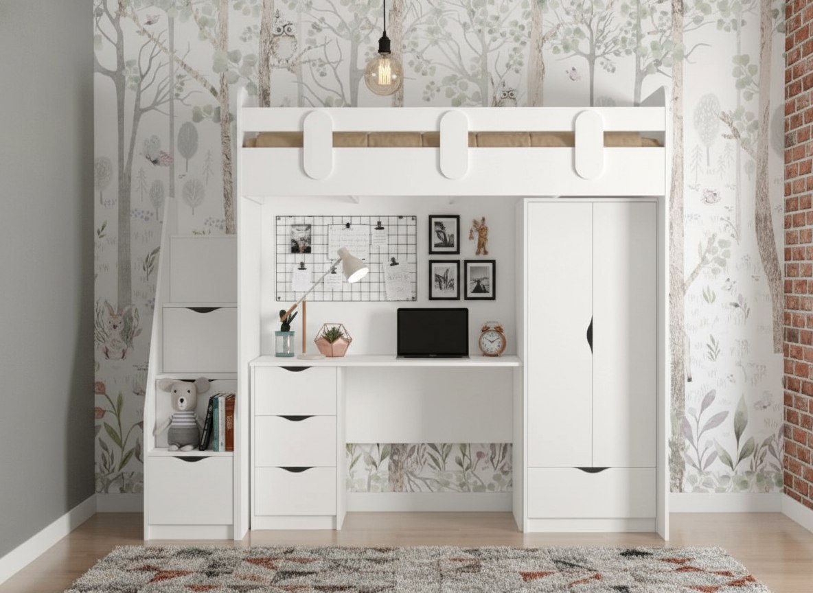 Кровать-чердак Уют-2 + Стол Уют-2 + Шкаф Уют-2 