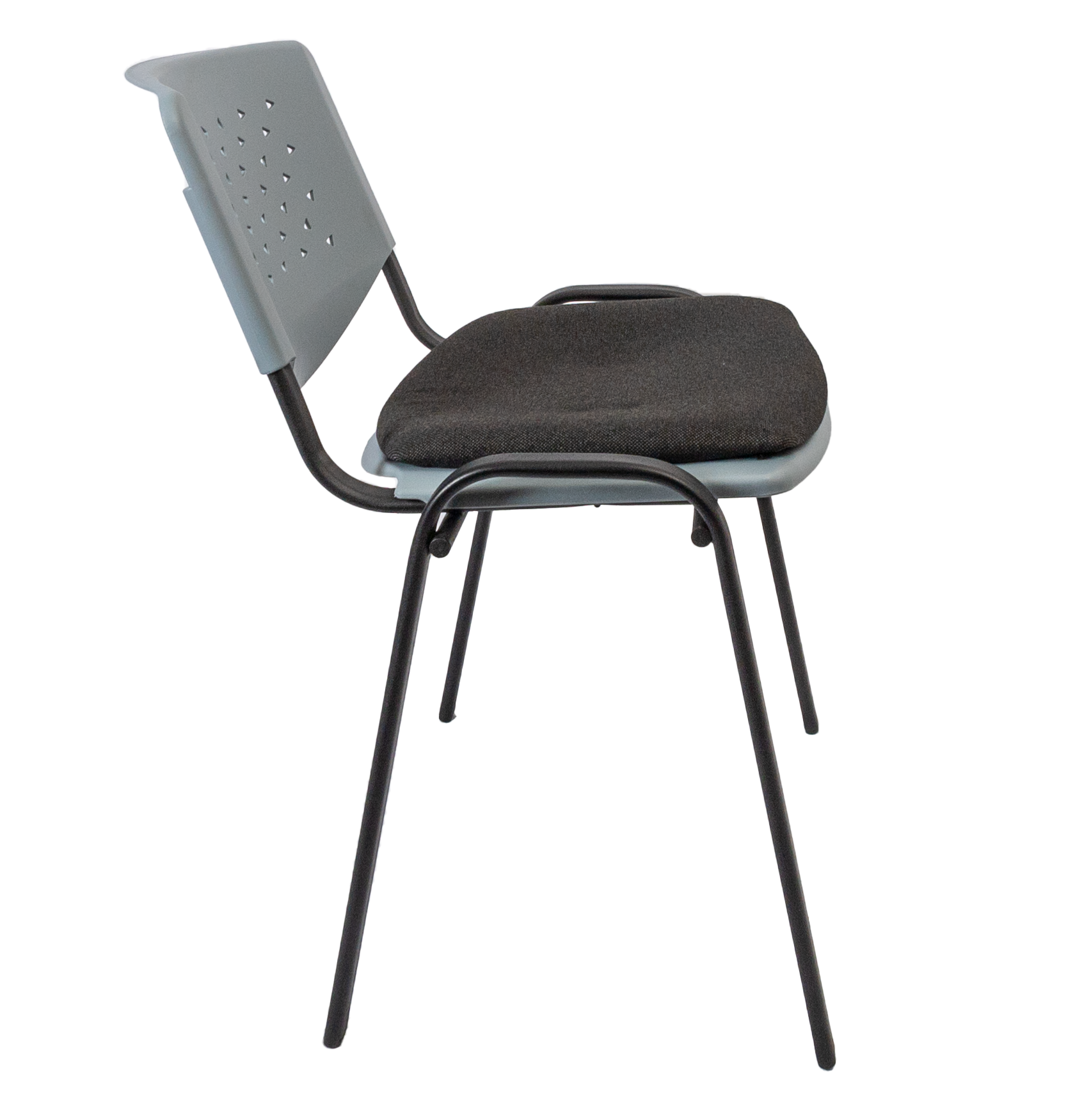 Стул Дейзи (серый пластик/черная рама) с мягкой накладкой