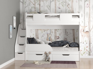 Двухъярусная кровать Дуэт 180х80 (цвет белый) с бортиком