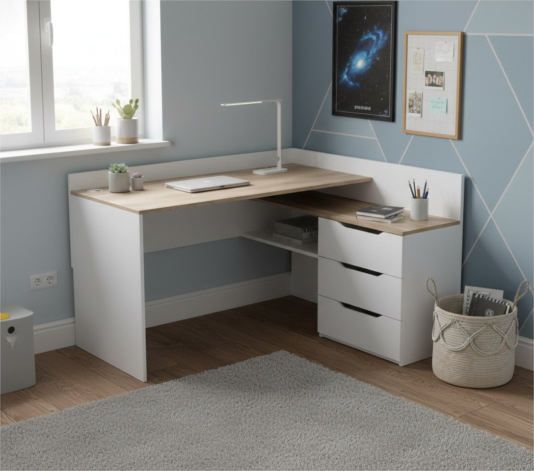 Компьютерный стол КСТ-1 (дуб каньон+белый) 