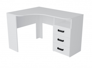 Стол угловой Престиж с 3 ящиками (цвет белый)