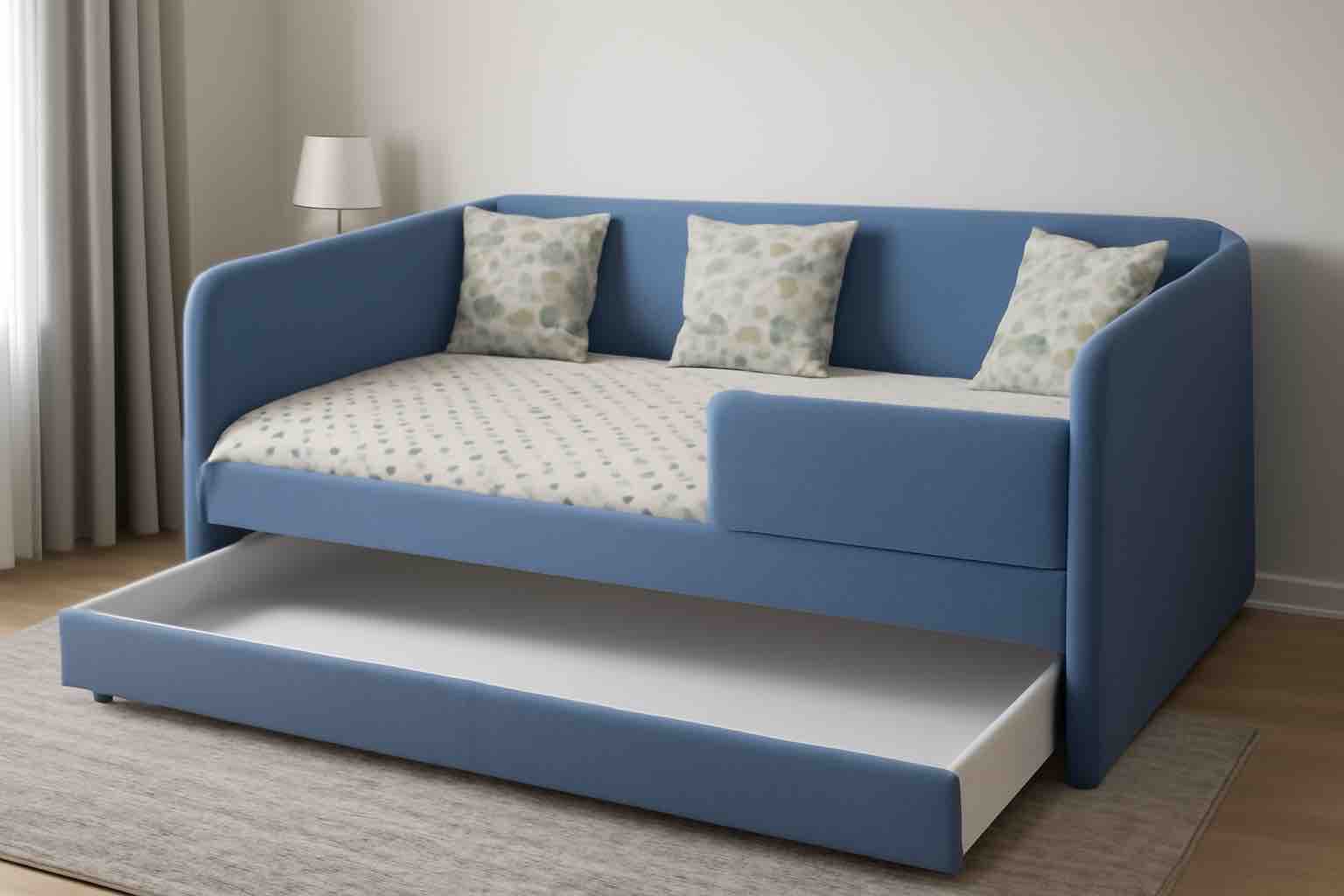 Мягкая кровать Nepos 200х90 (универсальный бортик). Велюр Velutto 46 (голубой)