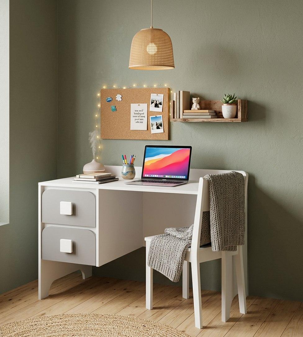 Стол  письменный Юни 1000 мм (серебро+белый) 