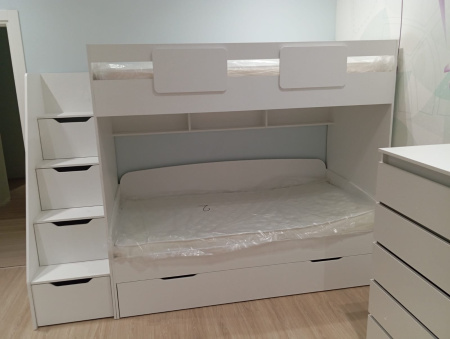 Кровать-чердак коллекции Мозаика-2 (цвет белый) 200х90 от Династия Kids