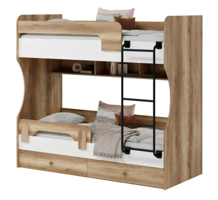 Кровать 2-х ярусная Омега (дуб сонома + белый) 190х80 от Династия Kids