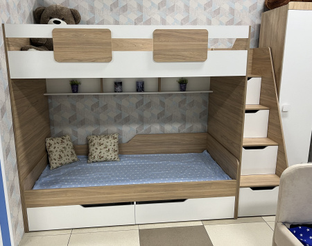 Кровать-чердак Мозаика + кровать Мозаика 190х90 от Династия Kids