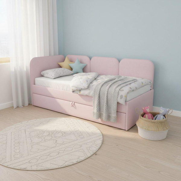 Угловая кровать Соната Пинк 90х190 с доп. спальным местом (универсальный угол)