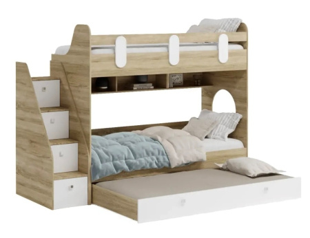 Кровать Фортуна-3 (корпус дуб сонома + фасады белые) 190х80 от Династия Kids