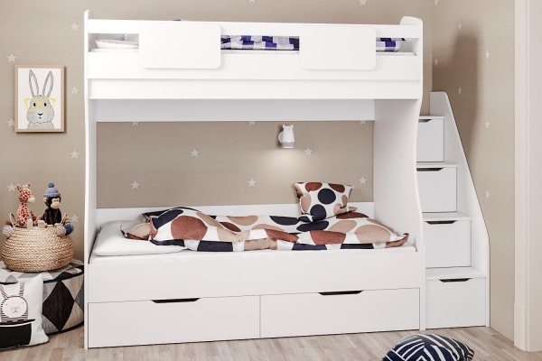 Двухъярусная кровать МИА (цвет белый) 180х80