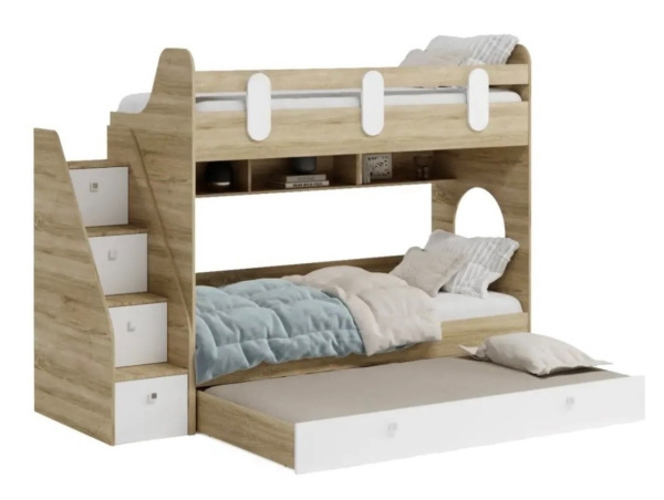 Кровать Фортуна-3 (дуб сонома + белый) 190х80