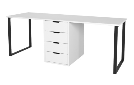 Стол Дуэт 2200 мм (белый + опоры черные). Столешница 22 мм от Династия Kids