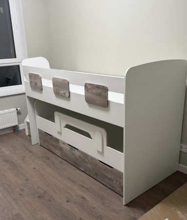 Кровать 2-х ярусная Городок (велюр + белый) от Династия Kids