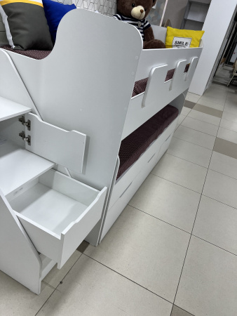 Двухъярусная кровать Городок (цвет белый) от Династия Kids