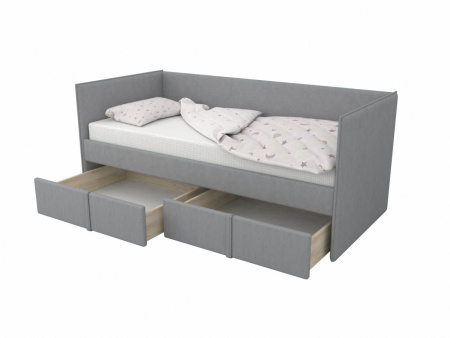 Мягкая кровать МОНО 80х180 с 2 ящиками (цвета разные)