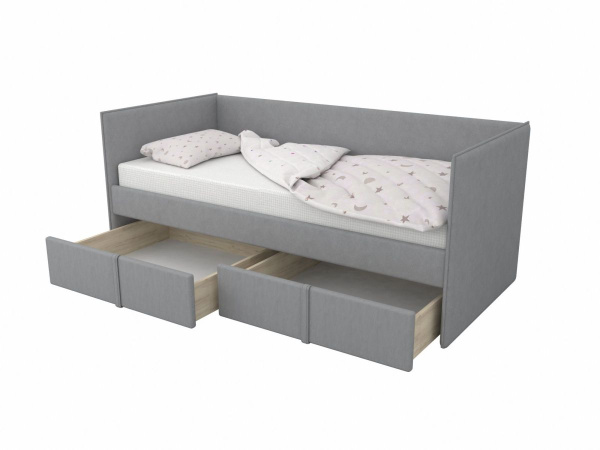 Мягкая кровать МОНО 80х180 с 2 ящиками (цвета разные)