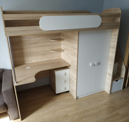 Кровать-чердак Колледж-2 дуб сонома+белый 80х200  от Династия Kids