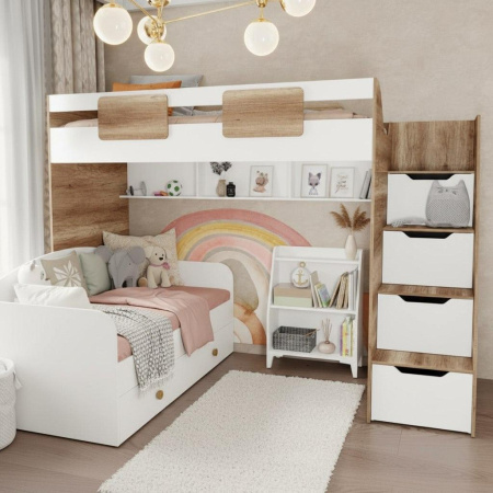 Комплект мебели: кровать-чердак Лайт Лофт + кровать Умка + стеллаж  от Династия Kids