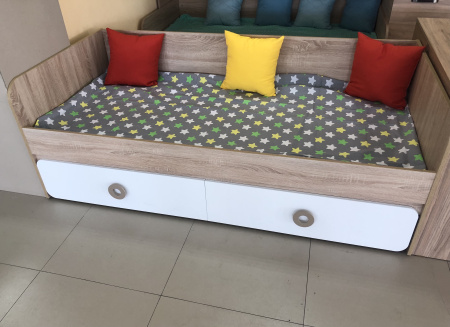 Кровать 190х90 коллекции Юниор 6.1 (дуб сонома+белый) от Династия Kids