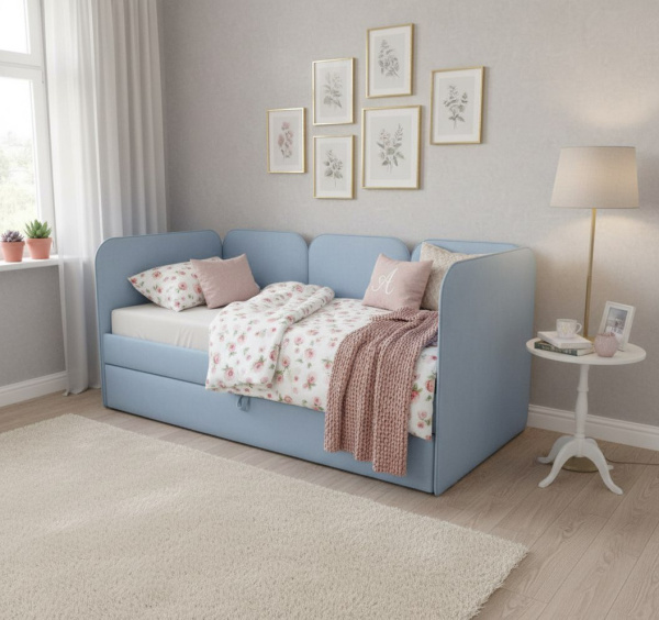 Мягкая кровать Соната Беж 80х160 с доп. спальным местом 