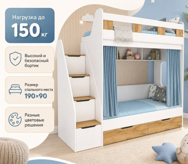 Двухъярусная кровать Твинс 190х90 от Династия Kids