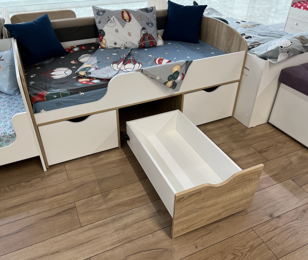 Кровать Малыш 160х80  (дуб сонома+белый) от Династия Kids