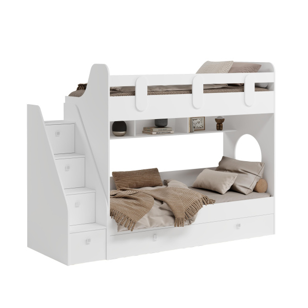 Двухъярусная кровать Фортуна-3 (цвет белый) 190х80 от Династия Kids
