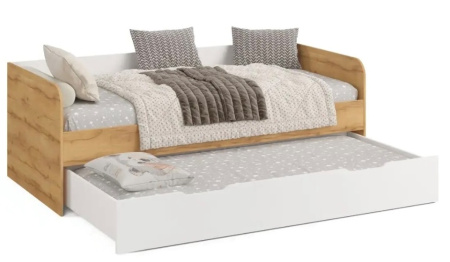 Кровать Дабл 190х90 с доп. спальным местом (велюр + белый) от Династия Kids