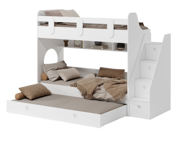 Кровать Фортуна-3 (корпус белый + фасады дуб сонома) 190*80 от Династия Kids