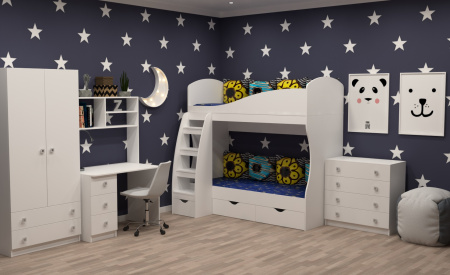 Двухъярусная кровать Умка (цвет белый) 180*80 от Династия Kids