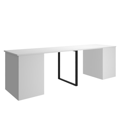Стол Дуэт 2400 мм (две тумбы) белый + опора черная от Династия Kids