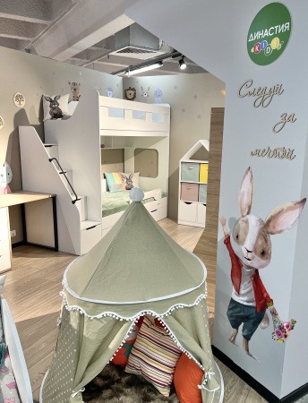 Кровать 2-х ярусная Твинс (велюр + белый) 190х90 от Династия Kids