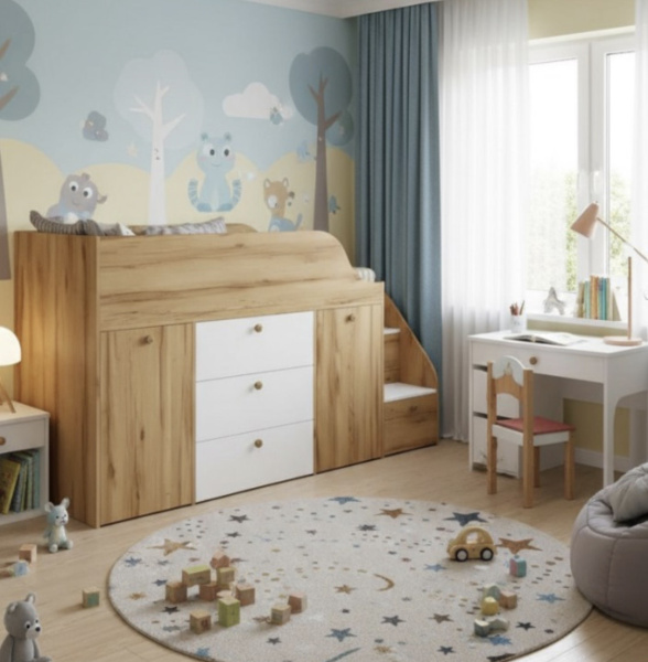 Кровать-чердак Хэппи-2 (цвета разные) 180х80 от Династия Kids