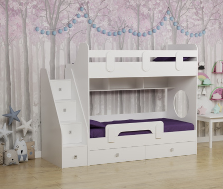 Кровать 2-х ярусная Фортуна-2 с бортиком от Династия Kids