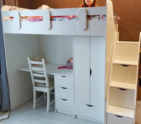 Кровать-чердак Уют-2 + Стол + Шкаф  от Династия Kids