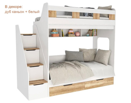 Кровать 2-х ярусная Твинс (велюр + белый) 190х90 от Династия Kids