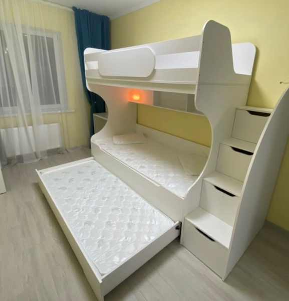 Кровать БИГ 90х200 с доп.спальным местом (цвет белый)