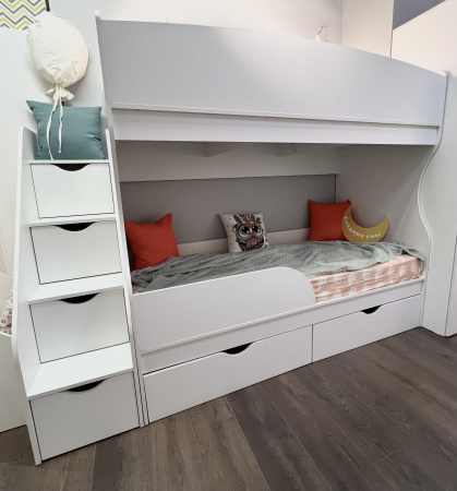 Двухъярусная кровать 180х80 Альфа (цвет белый) от Династия Kids