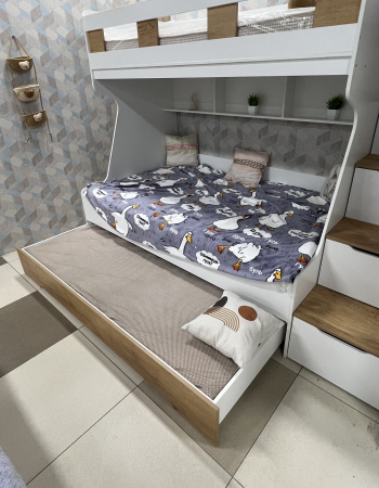 Кровать РУМ 120х200 (корпус белый + фасады дуб золотистый)