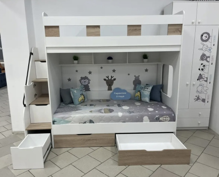 Кровать двухъярусная Твинс 190х90 (серебро + белый) от Династия Kids