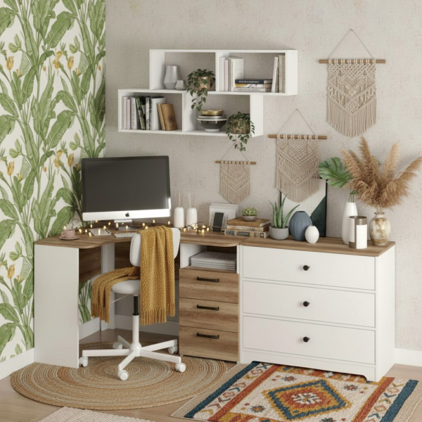 Рабочая зона для школьника (угловой стол + комод + полка) от Династия Kids