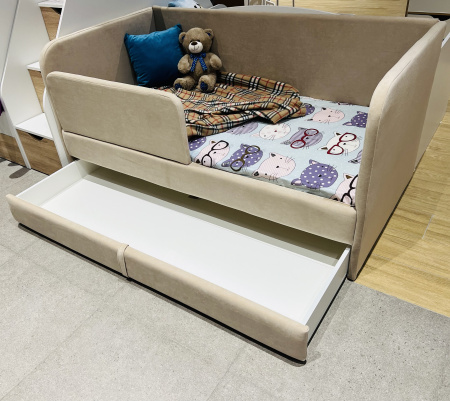 Мягкая кровать Nepos 160х80 (с бортиком и ящиком). Велюр Velutto - 3 цвета в продаже!