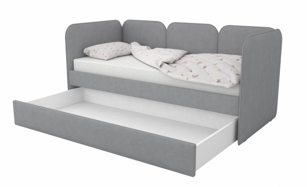 Мягкая кровать Соната Грей 90х200 с доп. спальным местом